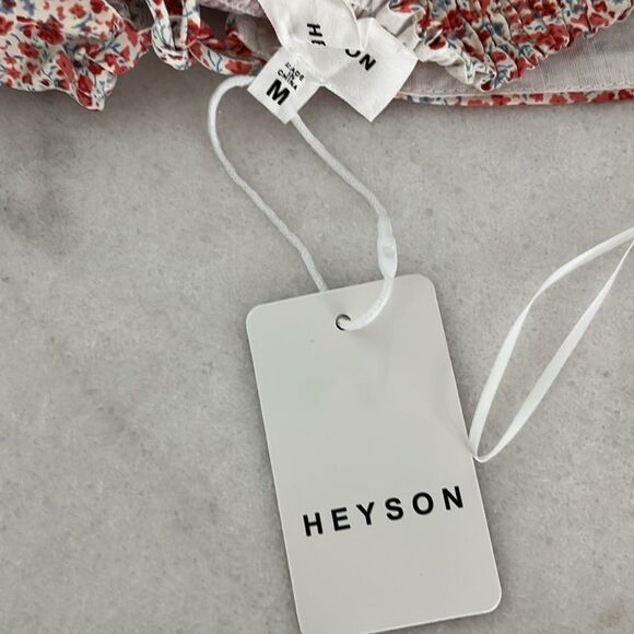 Floral Print Blouse top w White Bodysuit by Heyson Front tie So pretty - Picture 7 of 9